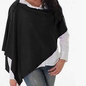 Simply Noelle Black Button Sweater Shawl OS NEW